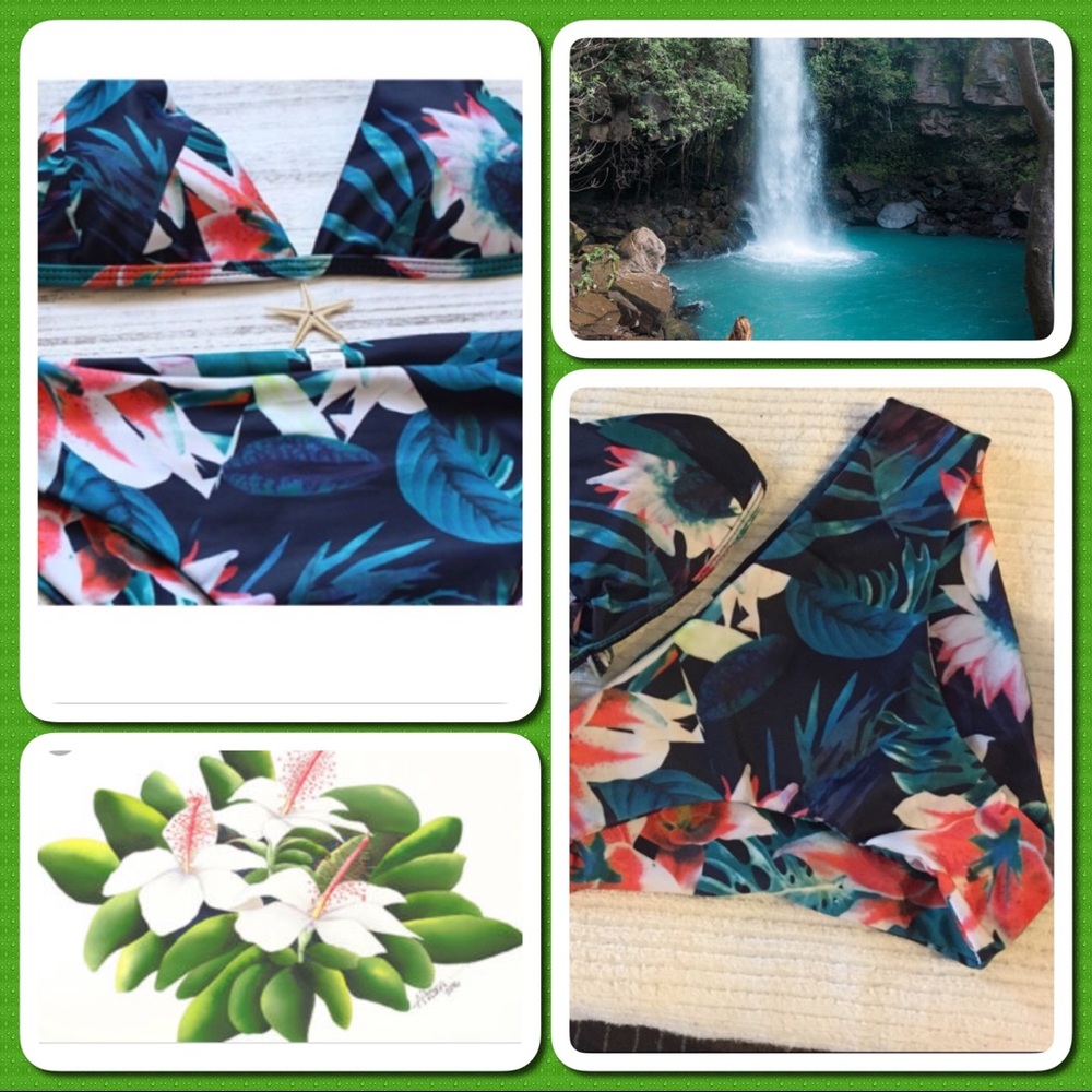 NWOT SZ L Tropical Print Bikini 👙